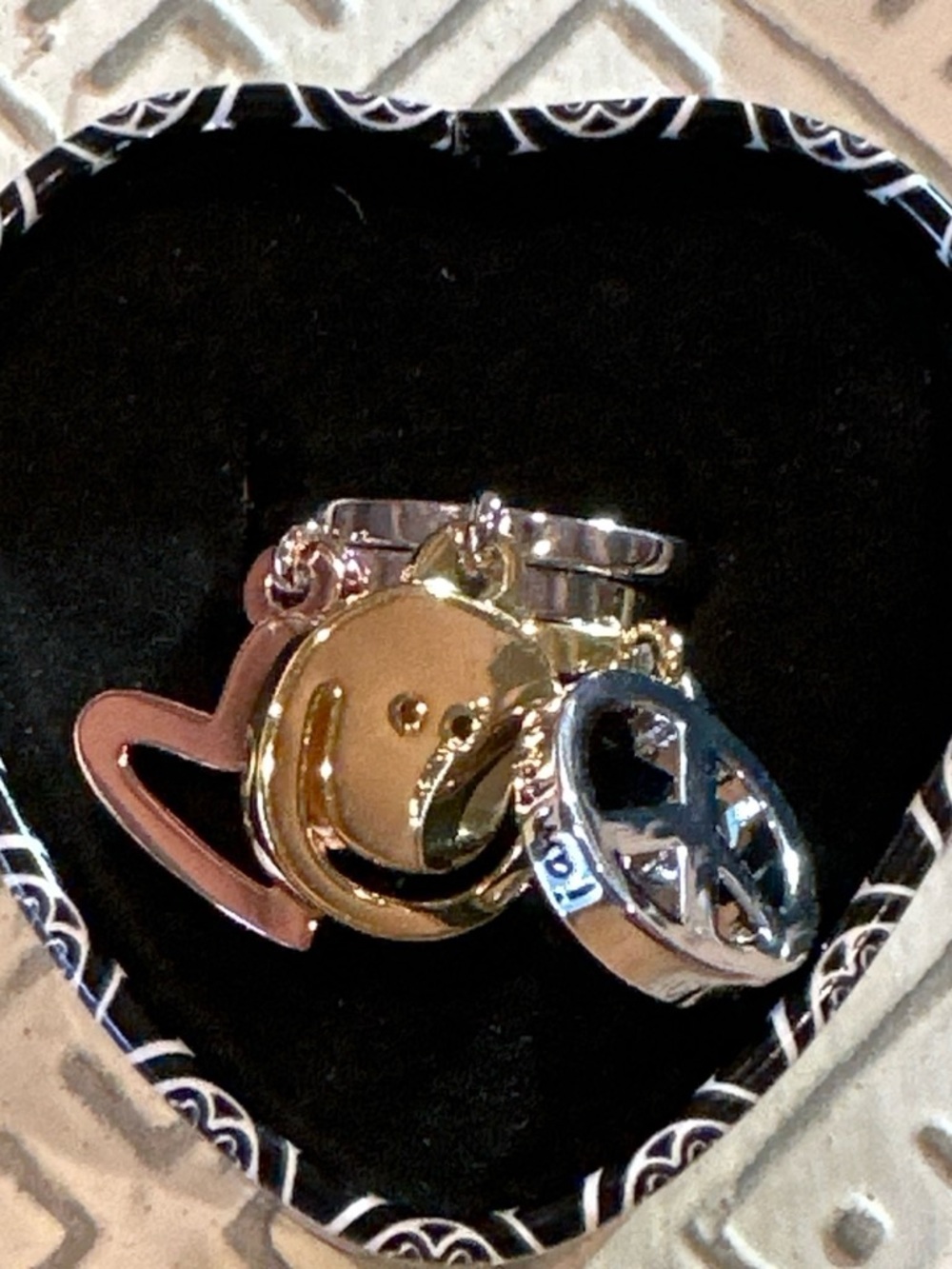 Peace Love World Charm Stack Rings Set/3